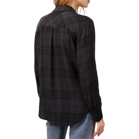 Rails Hunter Plaid Relaxed Fit Shirt Button-down Gray & Black Onyx/Jet Sz Small - Picture 10 of 12